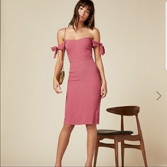 reformation off the shoulder dress